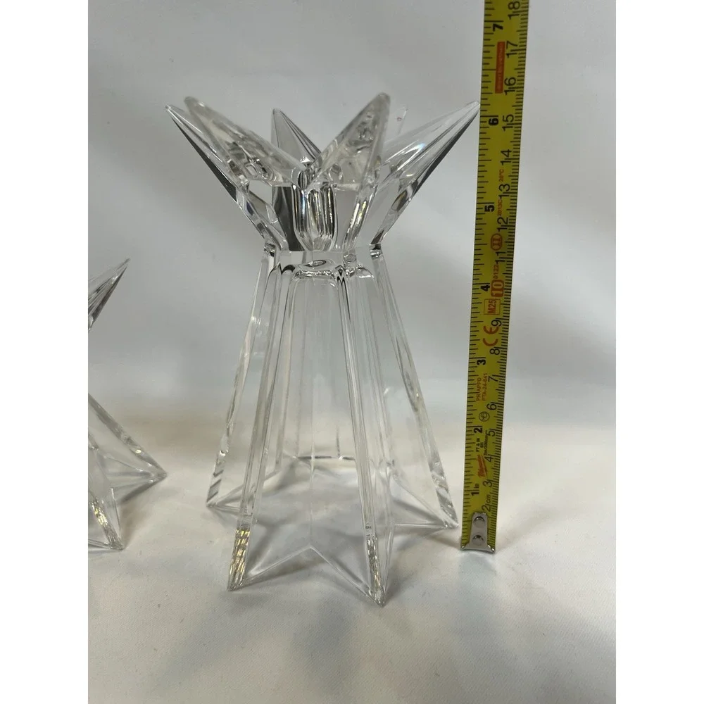 Star Shaped Footed Glass Candle Holders Set Of 2 Celestial Decor Abstract